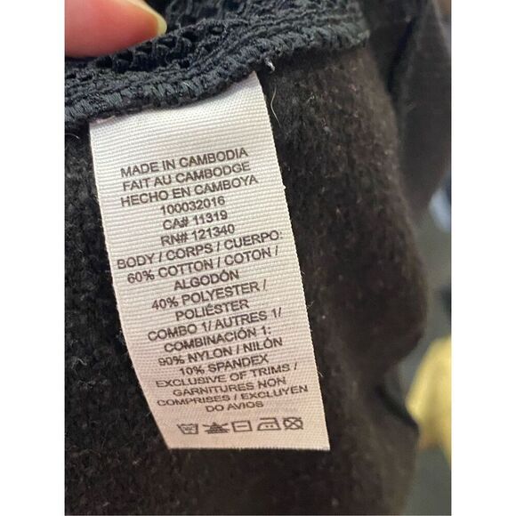 GARAGE • Black Mesh Sided Low Crop Hoodie Sweatshirt • Ladies Size M - Picture 3 of 6